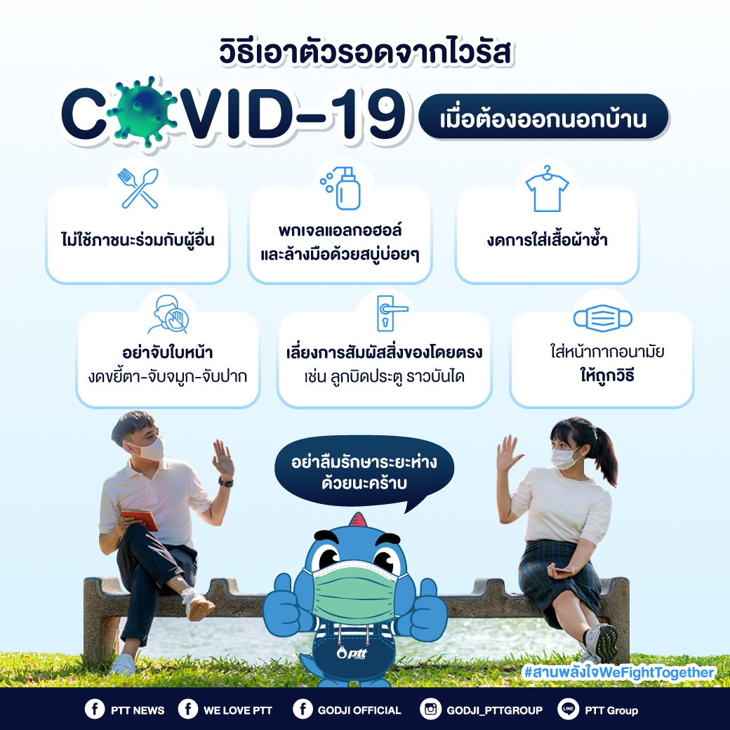 วิธีเอาตัวรอดจากไวรัส COVID-19 เมื่อต้องออกจากบ้าน
